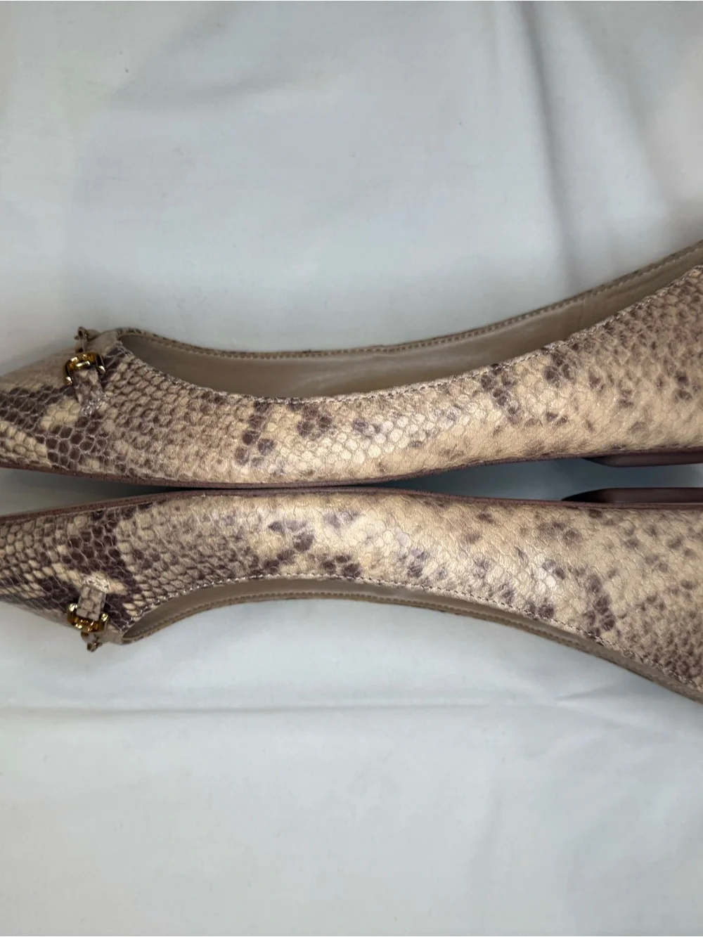 Sam Edelman Nori Leather Snake Print Flat Gold Bit Old Money Size 9.5 NWOB